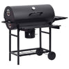Barrel Grill with Wheels and Shelves Black 115x85x95 cm Steel BBQ