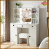 Dressing Table with 3 Drawers LED Mirror Stool Set Makeup Desk Vanity Table