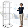 5 Tier Wire Shelving Unit, Metal Storage Rack with 4 Wheels, Kitchen Shelf