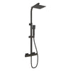 Bathroom Shower Mixer Thermostatic Dual Head Exposed Square Bar Black Shower Set