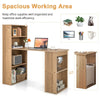 Computer Desk Wooden PC Laptop Table Writing Workstation 6-Tier Storage Shelves