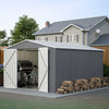Garden Shed 10X12FT Metal Apex Roof Free Foundation Storage House Grey