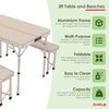 NEW! 3ft Folding Outdoor Camping Kitchen Work Top Table and Benches