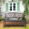 Patio Garden Bench w/Round Armrests & Curved Seat-Antique Brass