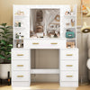 Large Dressing Table With Smart LED Mirror 7 Drawers Makeup Vanity Desk White UK