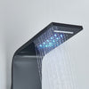Black LED Shower Panel Column Tower Stainless Steel Rain Massage Body Jets Mixer
