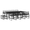 13 Piece Garden Dining Set Black Poly Rattan W0T5