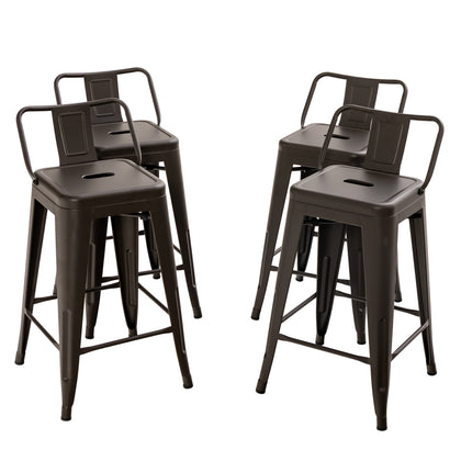 Bar Stools Set of 4 Restaurant Metal Dining Chairs Side Chairs w/Removable Back