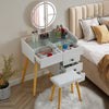 Dressing Table Make up Desk with LED Light Stool Mirror Height Adjustable