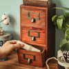 Vintage Wooden Trinket Box Chest of 9 Drawers Desk Organizer Storage Cabinet