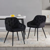 2X Dining Chairs Black velvet Tufted Seat Metal Leg Dining Room Kitchen Chair