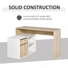 L-Shape Computer Table Wooden Office Work Desk Drawer Cabinet Dorm Natural/White