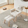 Beige Lazy Chair with Footstool Relax Lounge Chair Accent Armchair Sofa Chair