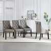 2x Fabric PU Leather Dining Chairs Button-Tufted Upholstered Wood Legs Armchairs