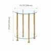 2 Tier Round Clear Tempered Glass Sofa Side End Table Bedside Table Golden Tubes