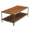 Large Rectangular Coffee Table 2 Tier Rustic Walnut Living Room w/ Storage Shelf