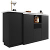 Kitchen Island Breakfast Bar Dining Table with Storage Cabinet Cupboard Black