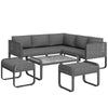 Outdoor Garden Furniture Patio Conservatory Set Corner Sofa with Table & Stools
