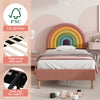 Upholstered Platform Bed Frame 3ft Single Size Bed with Wood Slat Support, Pink