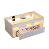 High Gloss Coffee Table Centre Table With LED Light Open Storage Glass Tabletop