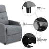 Recliner Chair 6 Points Massage Heating Sofa Fabric Upholstered Armchair Grey