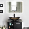 Bathroom Countertop Basin Set Tempered Glass Wash Sink Boat Shape Bowl Gold