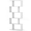 5-Tier Bookshelf Geometric S-Shaped Bookcase Modern Display Shelf-White