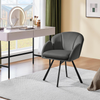 Accent Chair Swivel Velvet Padded Seat Iron Legs Vanity Makeup Flower Dark Grey