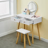 Dressing Table With Stool Led Lights Vanity Makeup Desk Set With 2 Drawers White