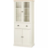 Kitchen Cupboard, 5-tier Storage Cabinet with Adjustable Shelves Drawer, Cream