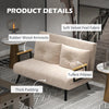 Convertible 2-Seater Sofa Bed Double Loveseat Adjustable Backrest Cushions Beige