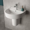 520mm Basin & Semi Pedestal 1 Tap Hole Modern Curved Bathroom Sink 1 Tap Hole