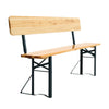 Outdoor Wooden Folding Beer Table Bench Set Trestle Garden Steel Leg w/ Backrest