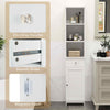 Freestanding Bathroom Storage Cabinet with 3 Open Shelves & Door Cabinet White