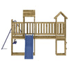 Lechnical Playhouse with Slide Swings Rockwall Impregnated Wood D6S0