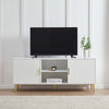 Dusk Evie Matte Warm White & Gold Effect TV Stand RRP £499