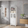 Tall Bathroom Cabinet 6 Shelves Wooden Tall Slim Storage Shelving Cupboard UK