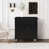 Lockable Mobile File Cabinet Home Storage Cupboard with 3 Tiers Shelves & Wheels