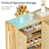 6 Tier Bamboo Shoe Cabinet Cupboard Storage Rack w/ 3 Doors for Hallway Entryway