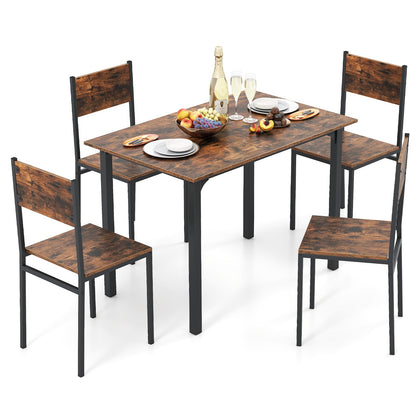 5Pcs Modern Kitchen Dining Room Furniture Dining Table Set for 4-Brown