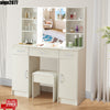 Large Dressing Table Vanity Makeup Desk With 3 Color Modes LED Light Mirror