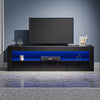 Black TV Unit Stand Cabinet Sideboard High Gloss Front & Matt Body RGB LED Light