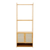 Bamboo Clothes Rails Garment Hanging Rack Display Stand w/3Tiers Storage Shelves
