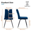 2Pcs Dining Chairs Velvet / Faux Leather Seat Metal Legs Dining room Chair