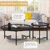 Round Coffee Table Set of 2 for Living Room Black Stacking Nesting Table