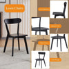 Set of 5pcs Black Solid Wood Curved Backrest Dining Chairs & Wood Dining Table