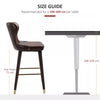 Luxury Bar Stools Set of 2 with Back, PU Leather Upholstery, Brown