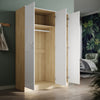 High Gloss 3 Door Triple Mirrored Wardrobe White&Oak with Hanging Rail & Shelves