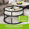 Round Lift Top Coffee Table with Hidden Storage, for Living Room, Modern Design