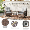 3 Piece Patio Swivel Rocker Set 2 Outdoor Wicker Rocking Chairs Grey